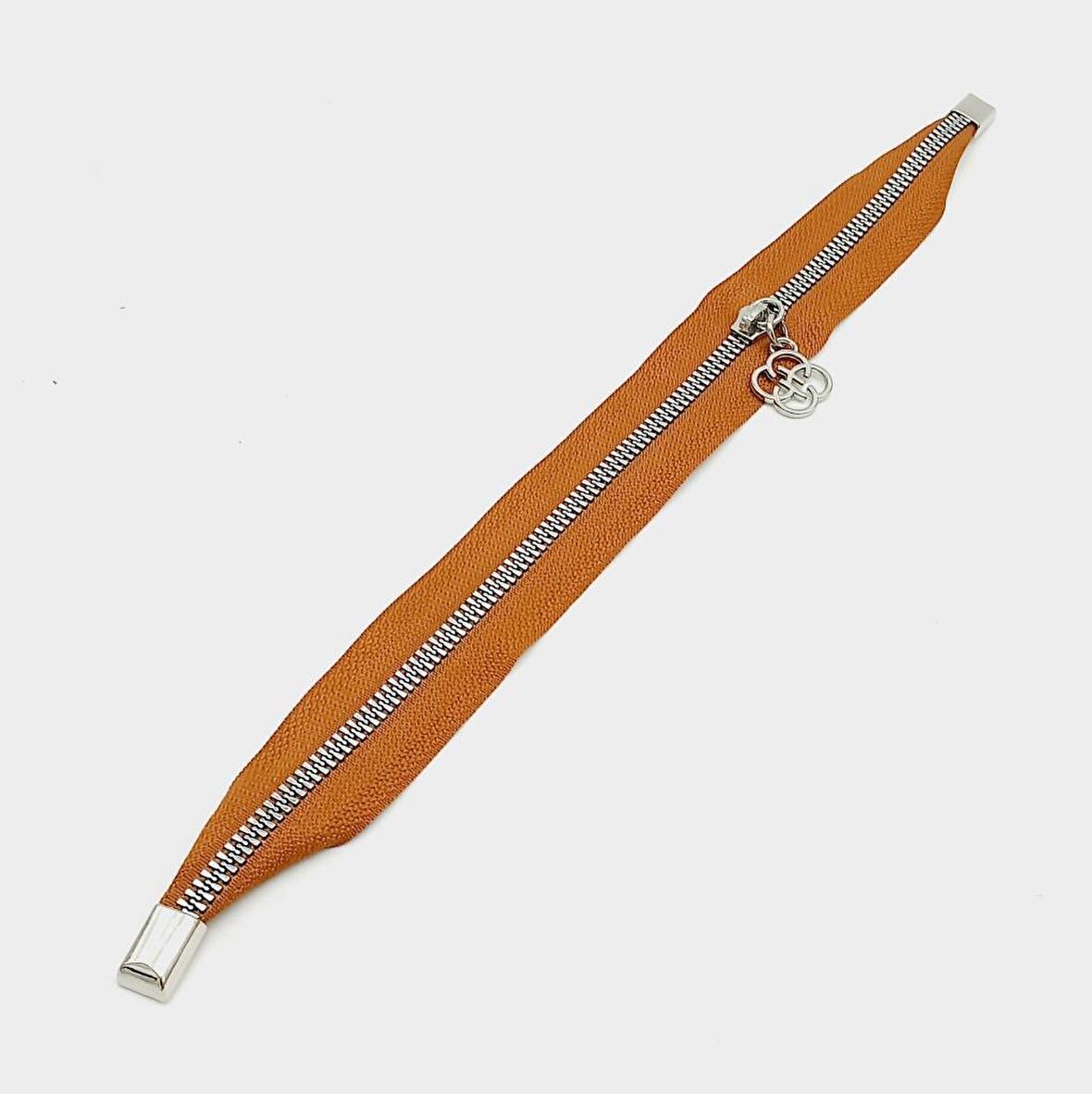 Taba Renk 35 Cm Stoplu Fermuar Gümüş Metal