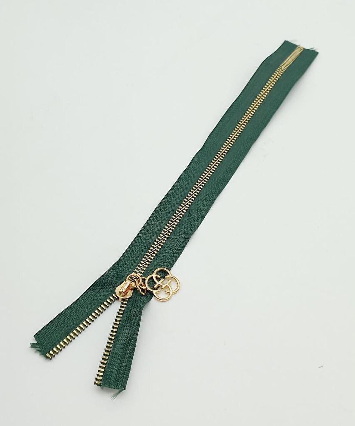 Başlıklı Fermuar 30 Cm Light Gold Metal Zümrüt Yeşili