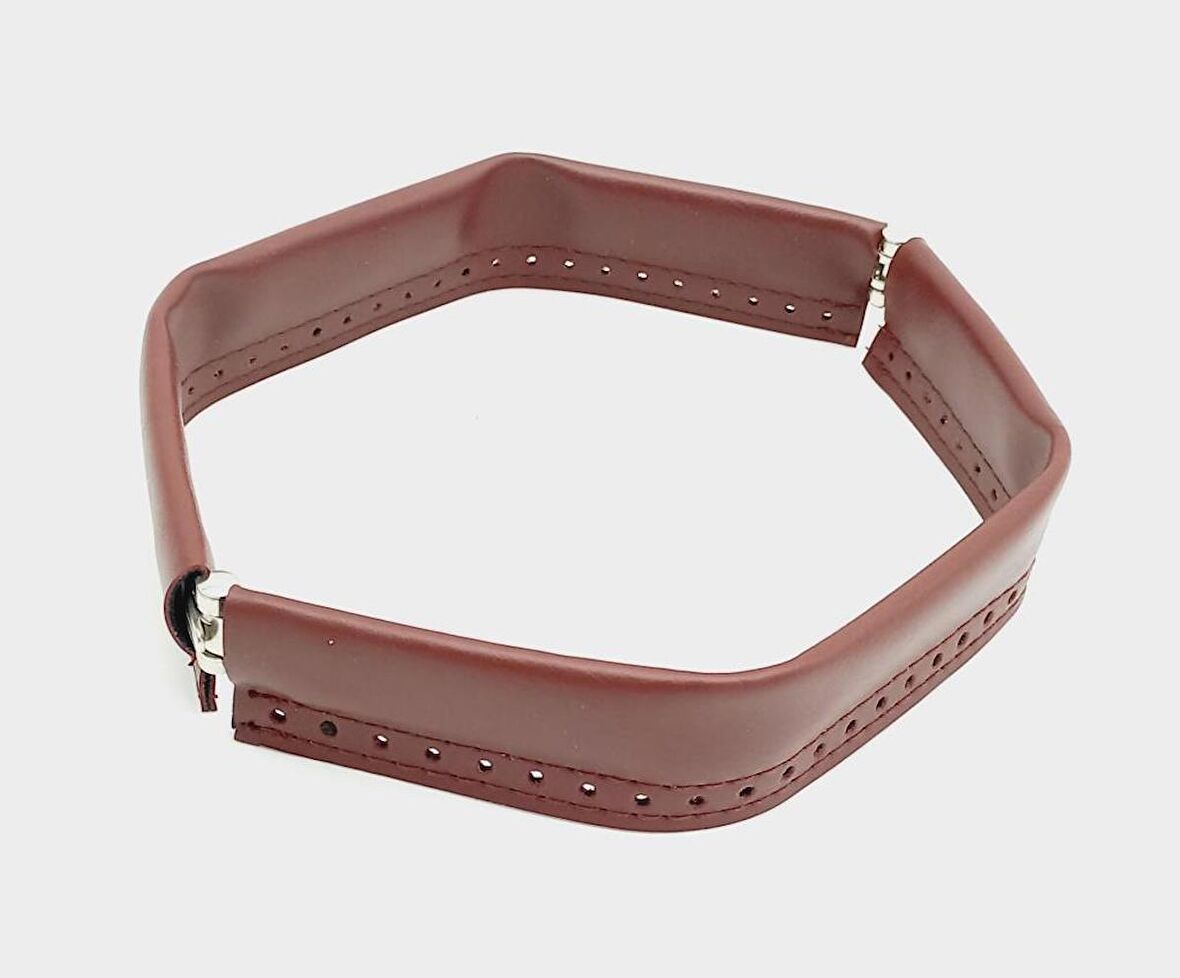 Bordo Renk Derili Metal Çanta Ağzı 25 Cm