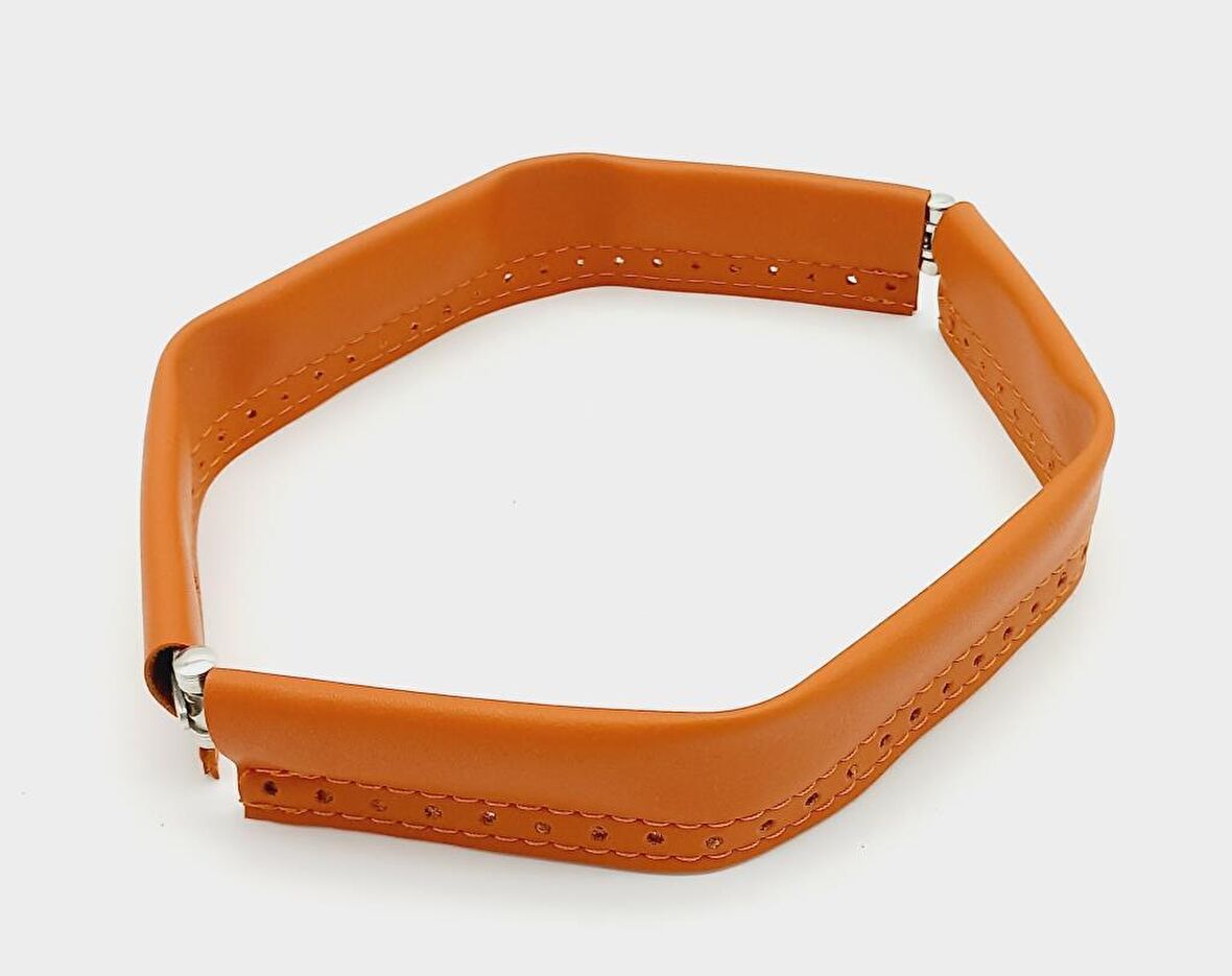 Turuncu Renk Derili Metal Çanta Ağzı 25 Cm