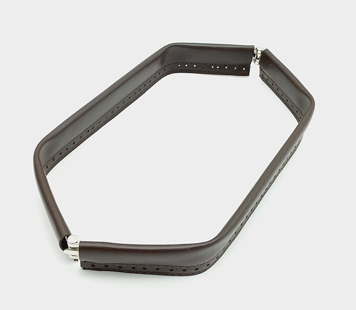 Kahverengi Derili Metal Çanta Ağzı 33 Cm