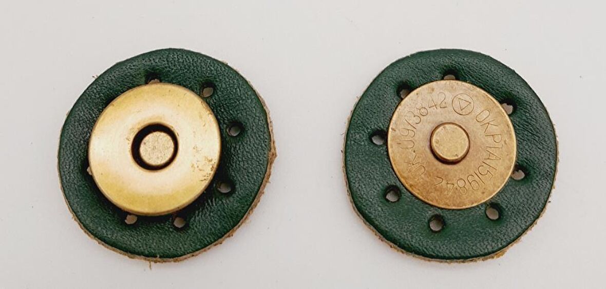 Gerçek Derili Mıknatıslı Çıtçıt Yeşil Antik Metalli