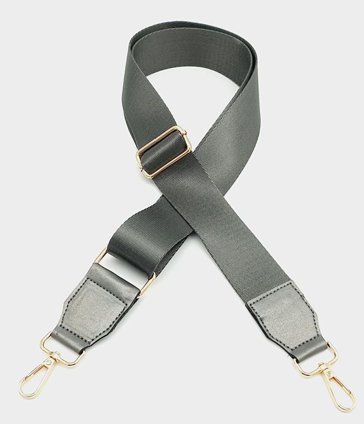 Suni Derili Polyester Kolon 120X4 Cm Gri Light Gold Metalli