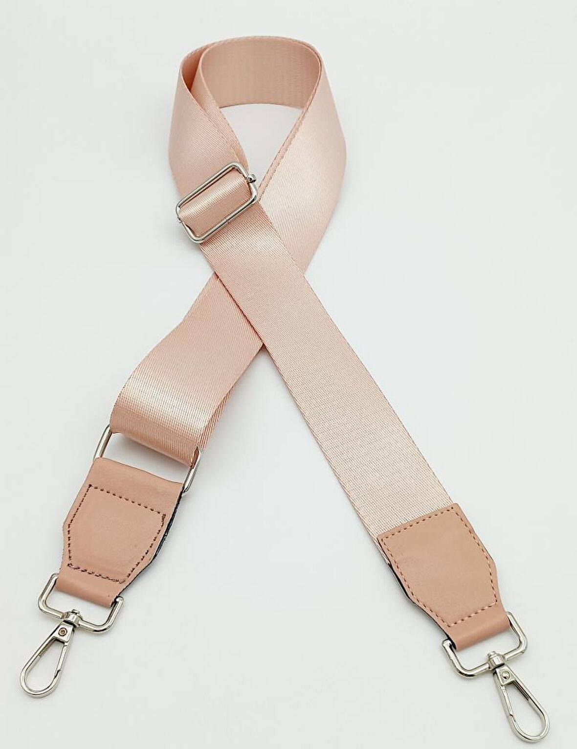 Suni Derili Polyester Kolon 120X4 Cm Pudra Gümüş Metalli