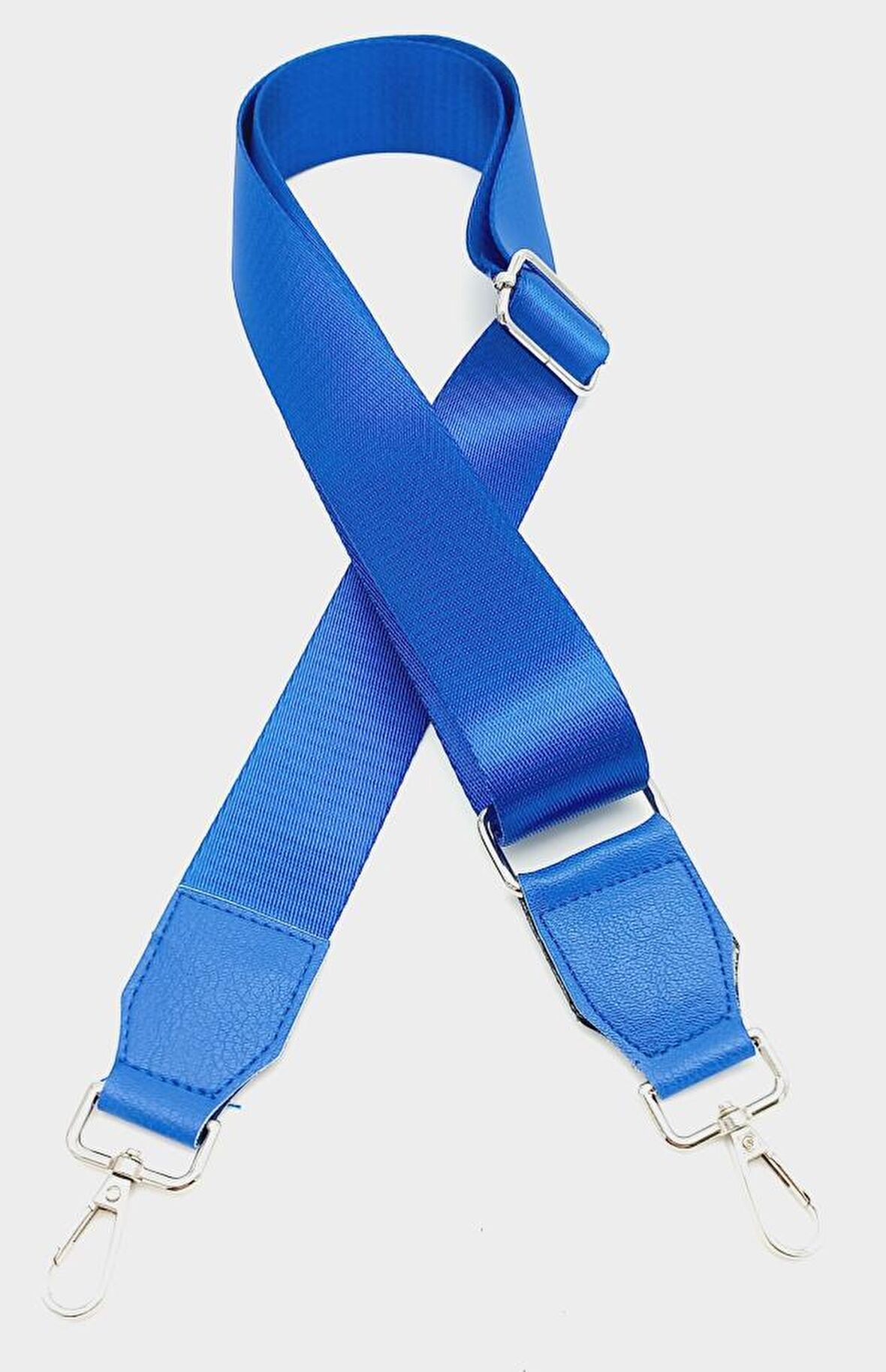 Suni Derili Polyester Kolon 120X4 Cm Saks Mavi Gümüş Metalli