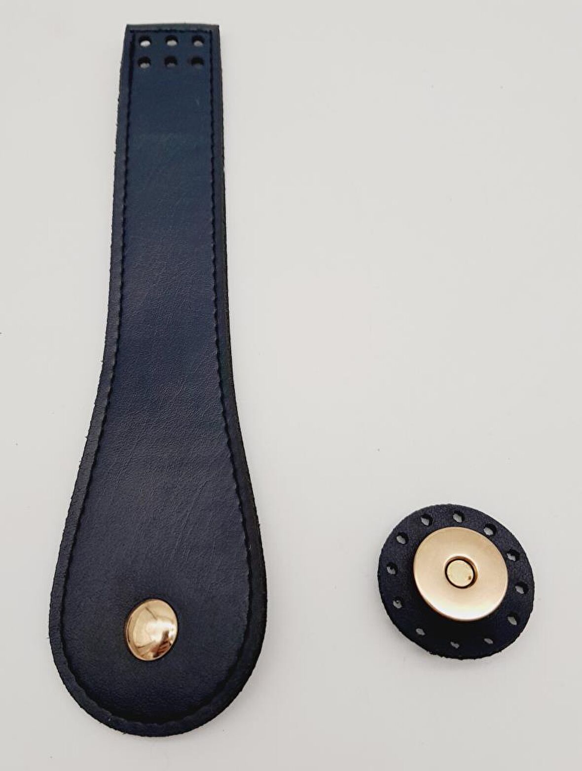 Suni Deri Armut İstiridye Model Kapak Lacivert Light Gold Metalli