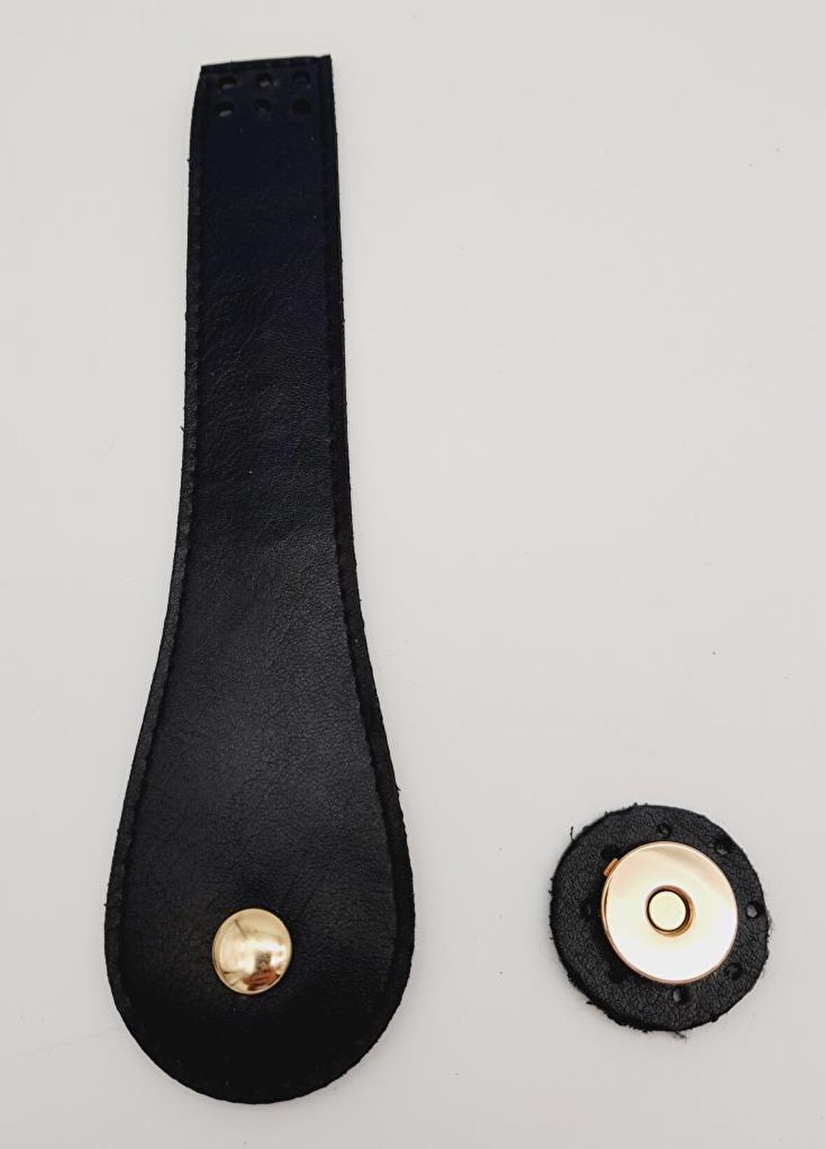 Suni Deri Armut İstiridye Model Kapak Siyah Light Gold Metalli