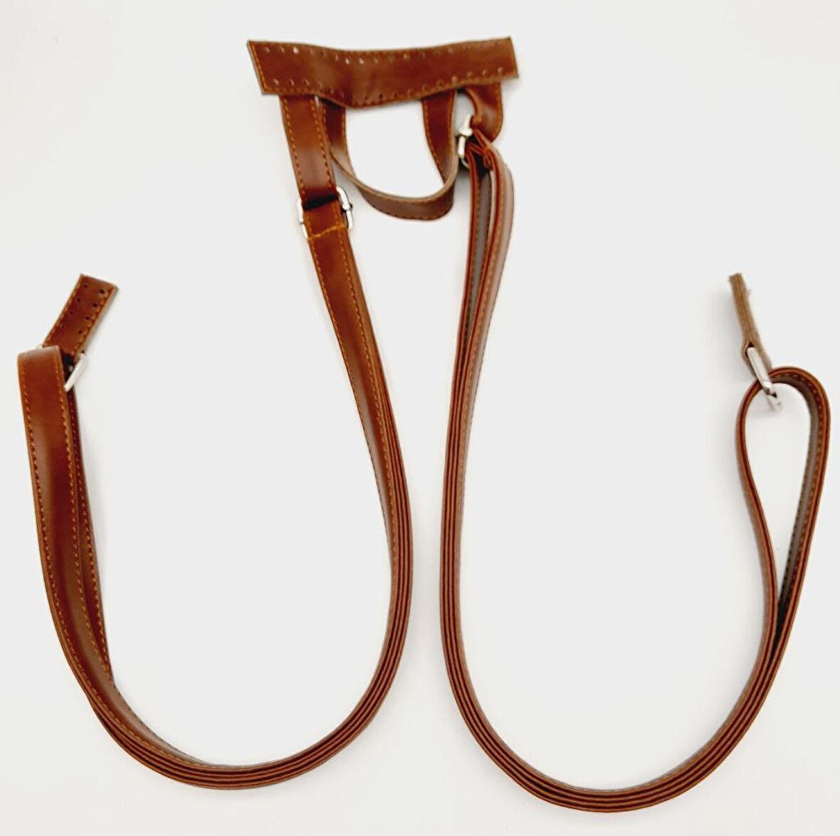 Suni Deri Taba Renk Sırt Çantası Sapı Gümüş Metalli