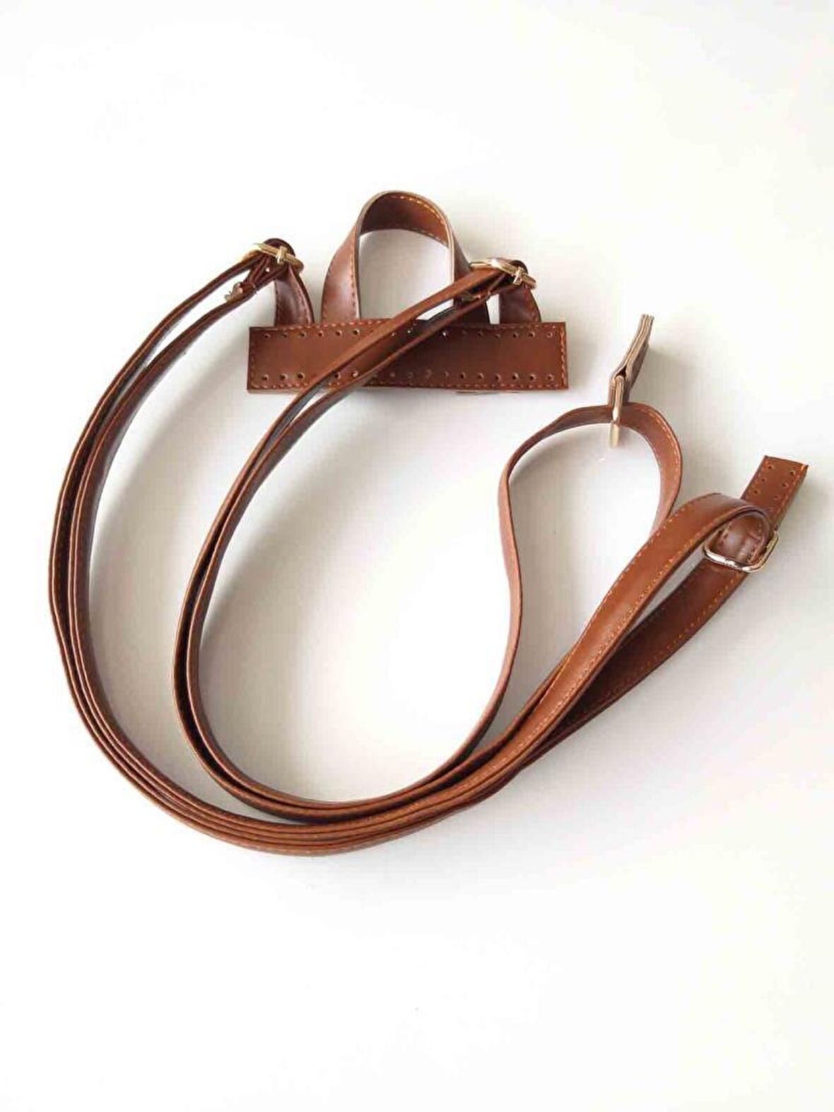 Suni Deri Taba Renk Sırt Çantası Sapı Light Gold Metalli