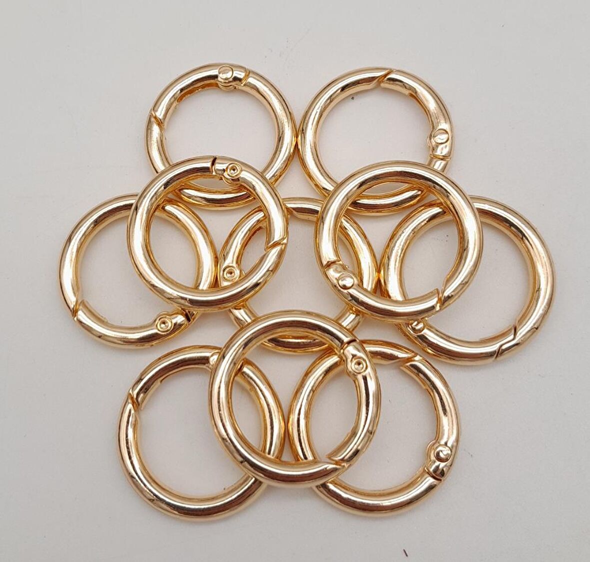 10Lu 2 Cm Light Gold Renk Yaylı Halka Örgü Çanta İçin