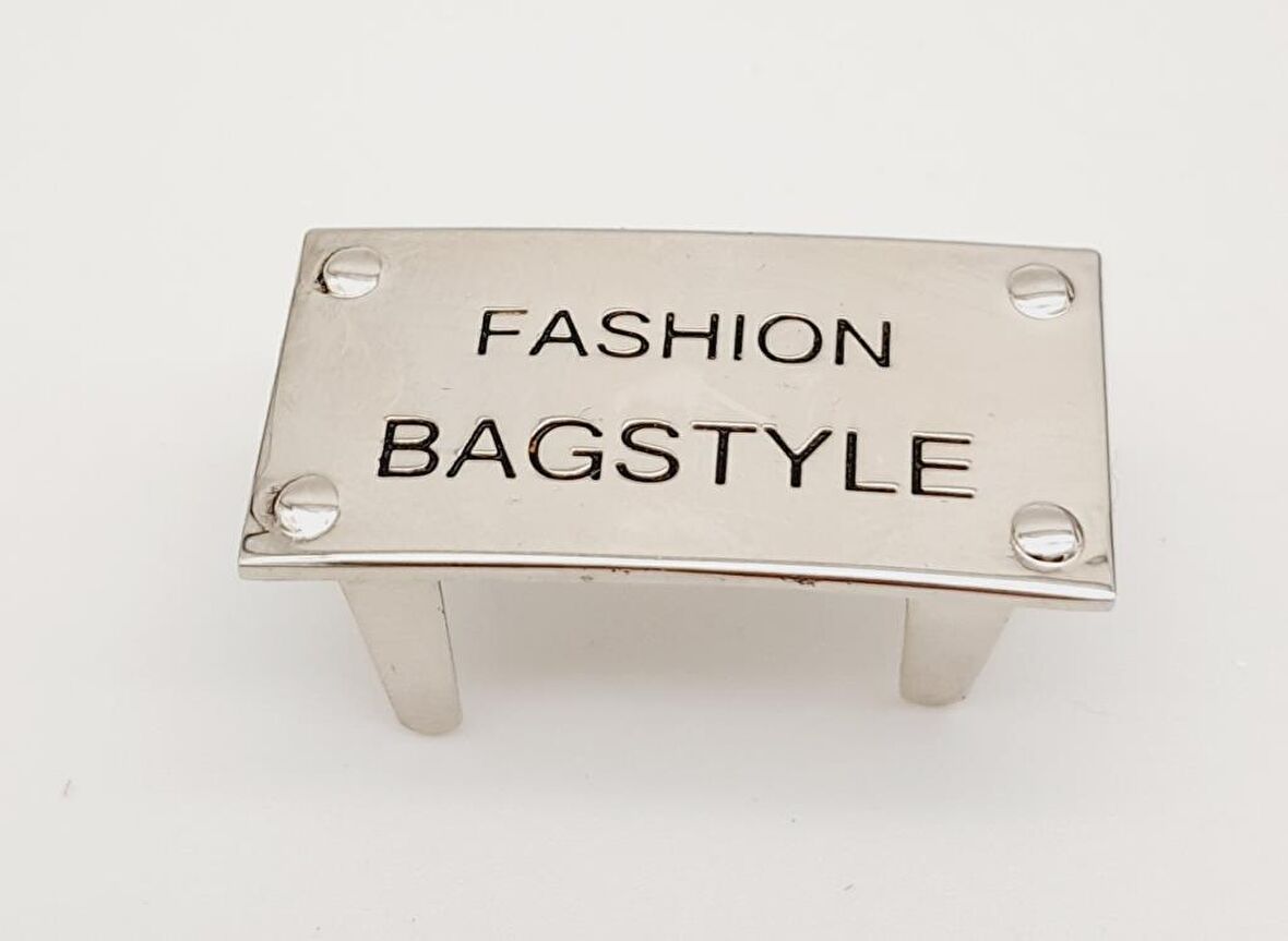 Fashion Bagstyle Yazılı Plaka Süs Gümüş Renk