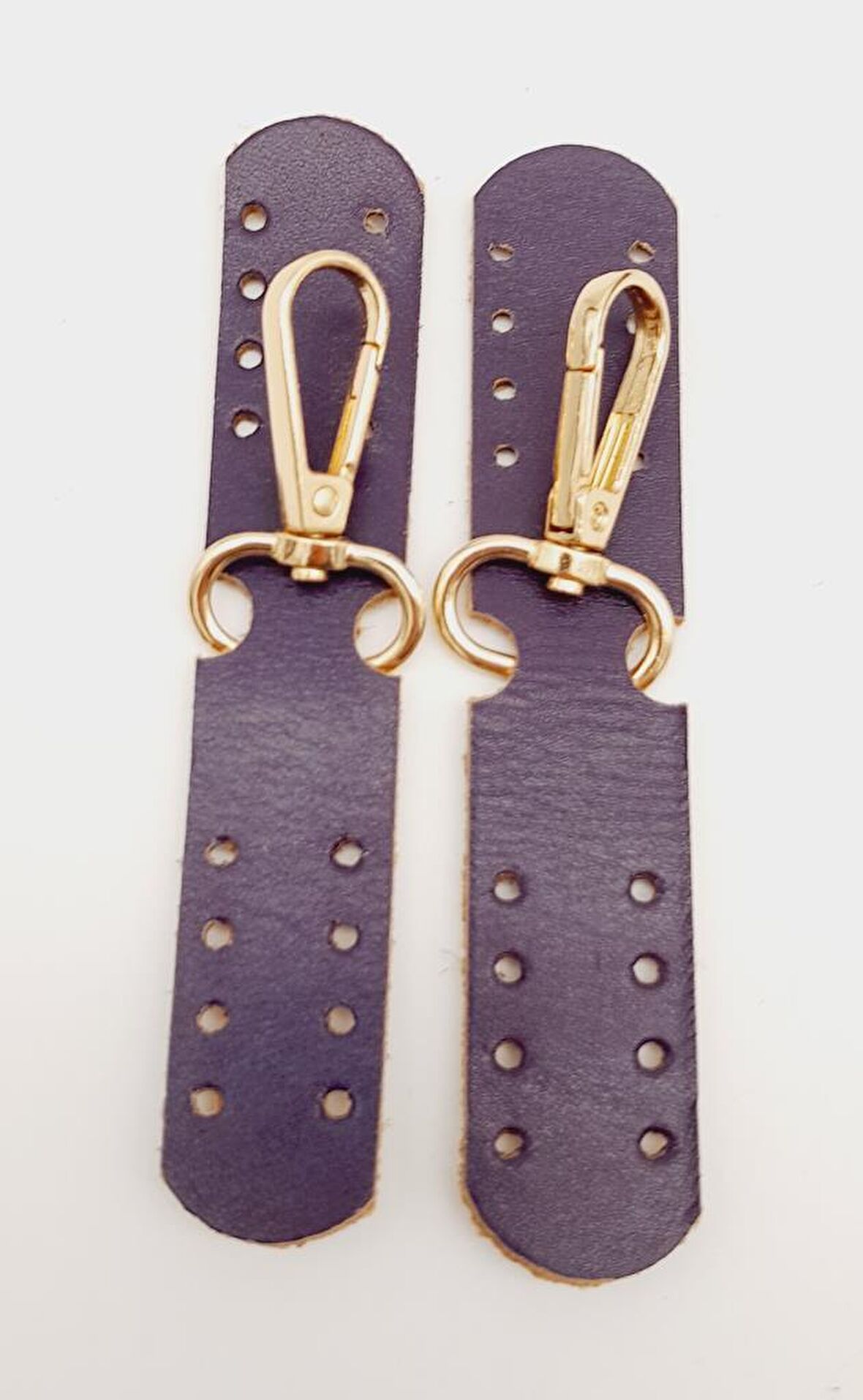 Gerçek Deri Kanatlı Kancalı Böce Mor Light Gold Metalli