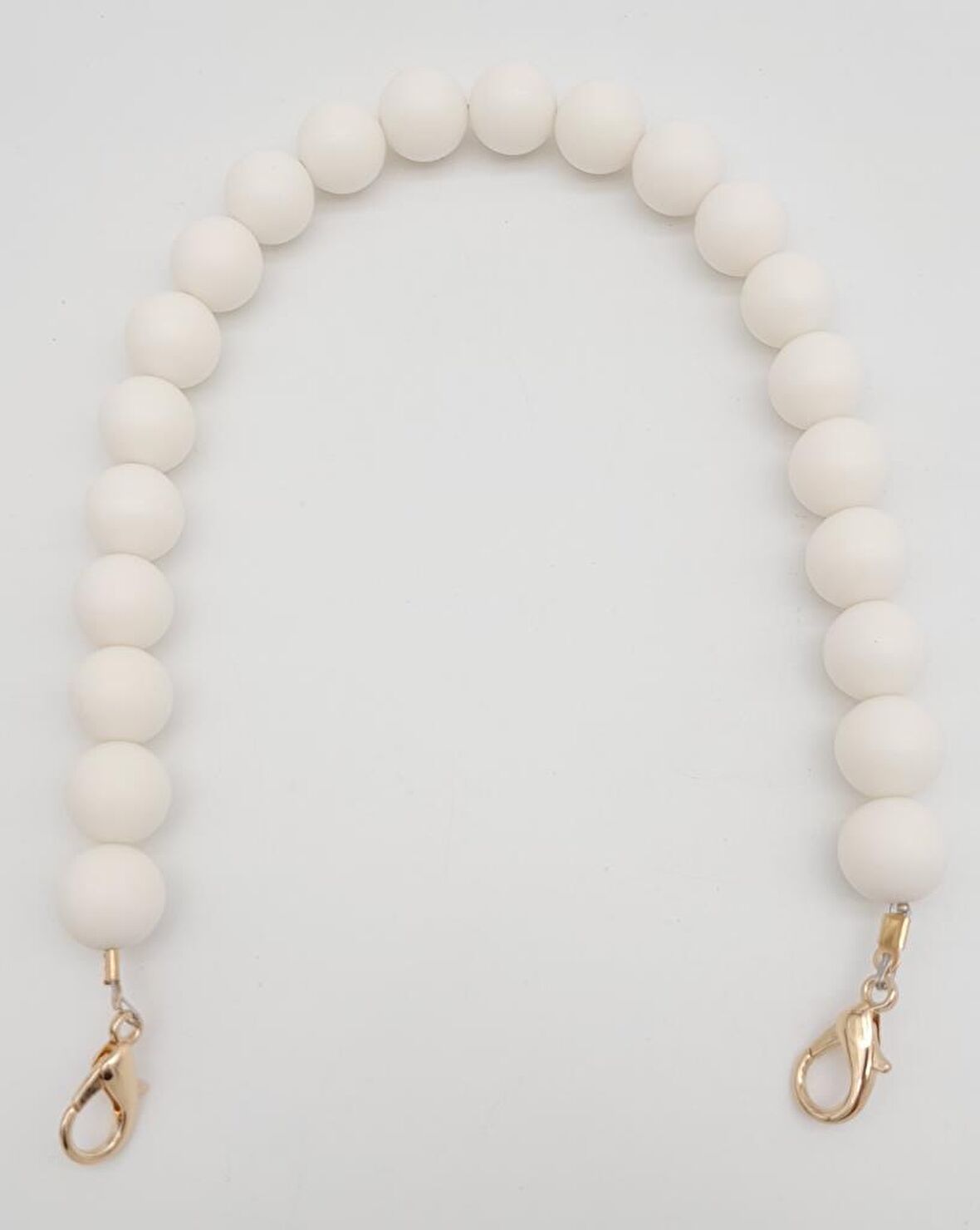 40 cm Mat Beyaz 1.5 cm Boncuklu Kancalı Sap Light Gold Metalli