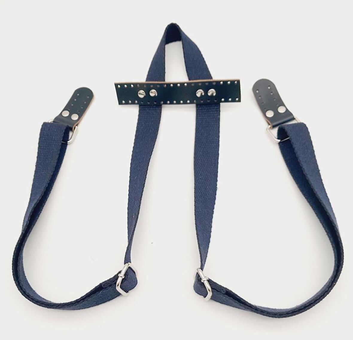 Pamuklu Kolon Lacivert Sırt Çantası Sapı Gümüş Metalli