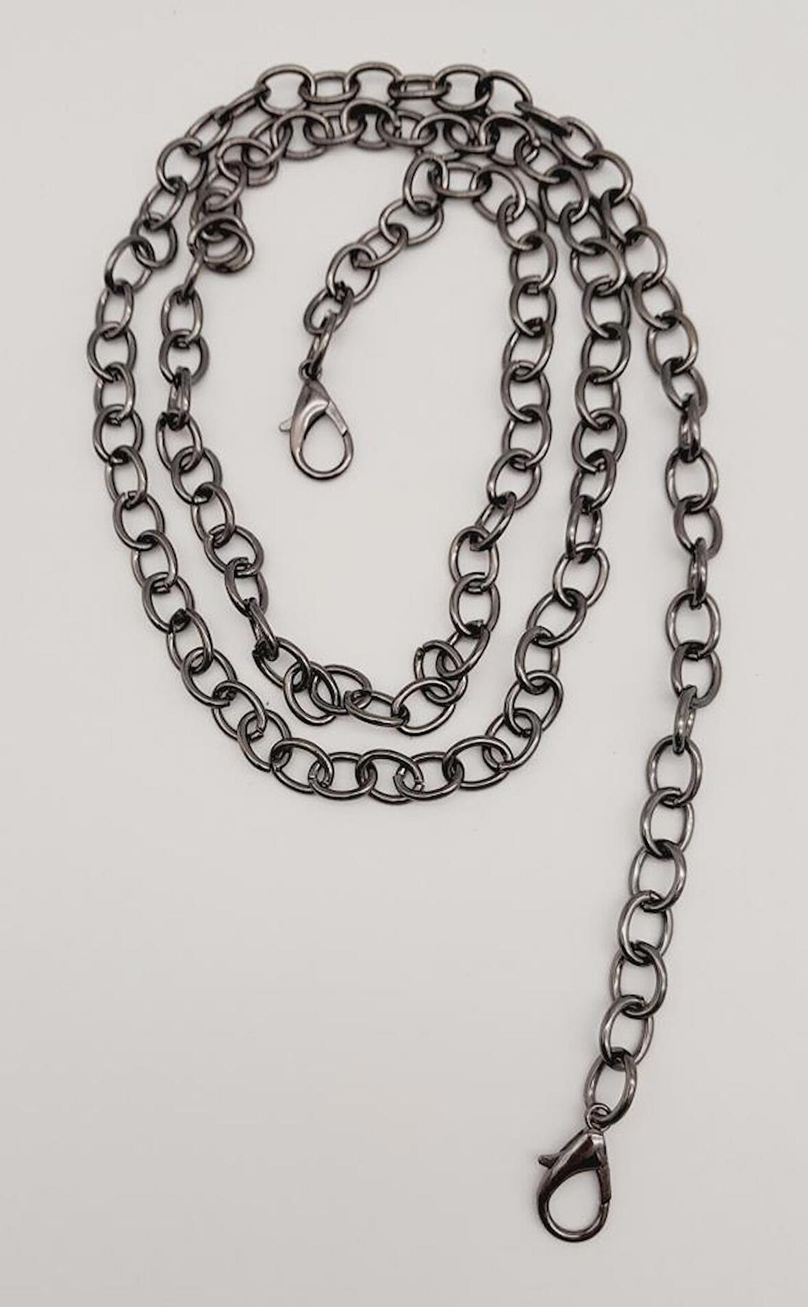 Füme Yuvarlak Model İnce Kancalı Çanta Zinciri 120 Cm