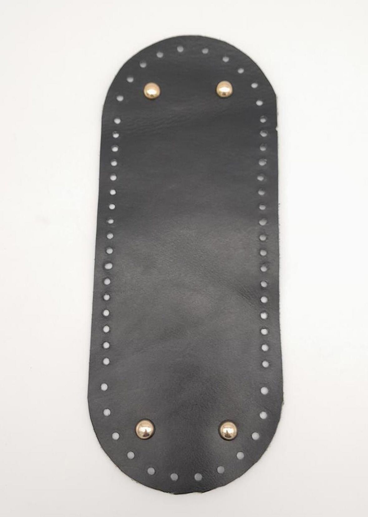 Gerçek Deri Siyah 30X12 cm Oval Light Gold Metalli Çanta Tabanı