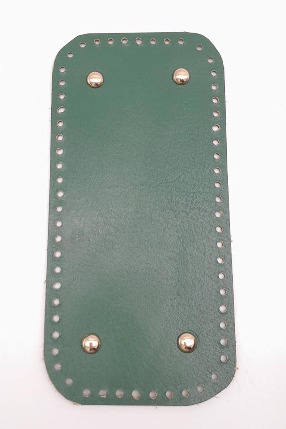 Gerçek Deri Yeşil 25X12 cm Dikdörtgen Light Gold Metalli Çanta Tabanı