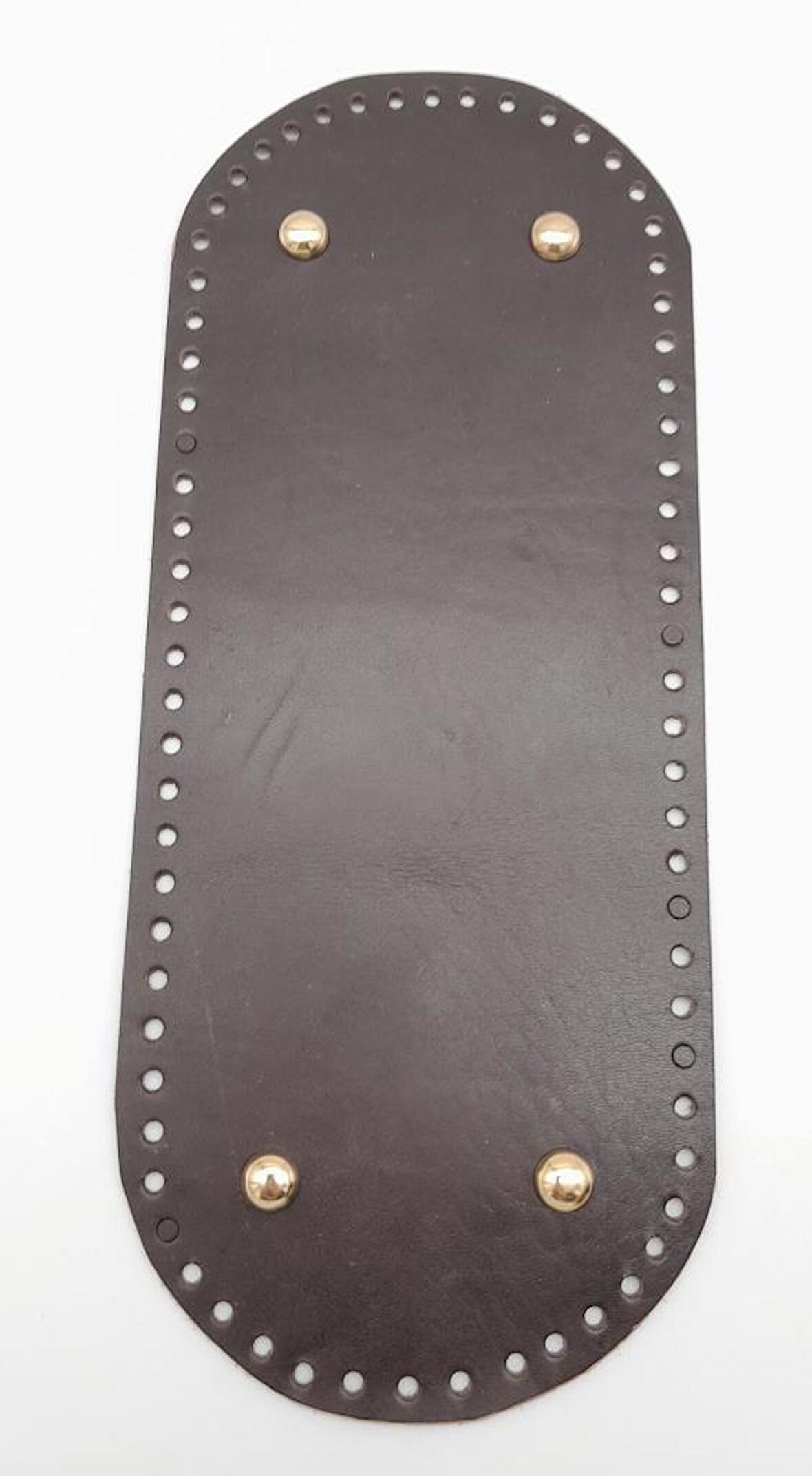 Gerçek Deri Koyu Kahve 30X12 cm Oval Light Gold Metalli Çanta Tabanı