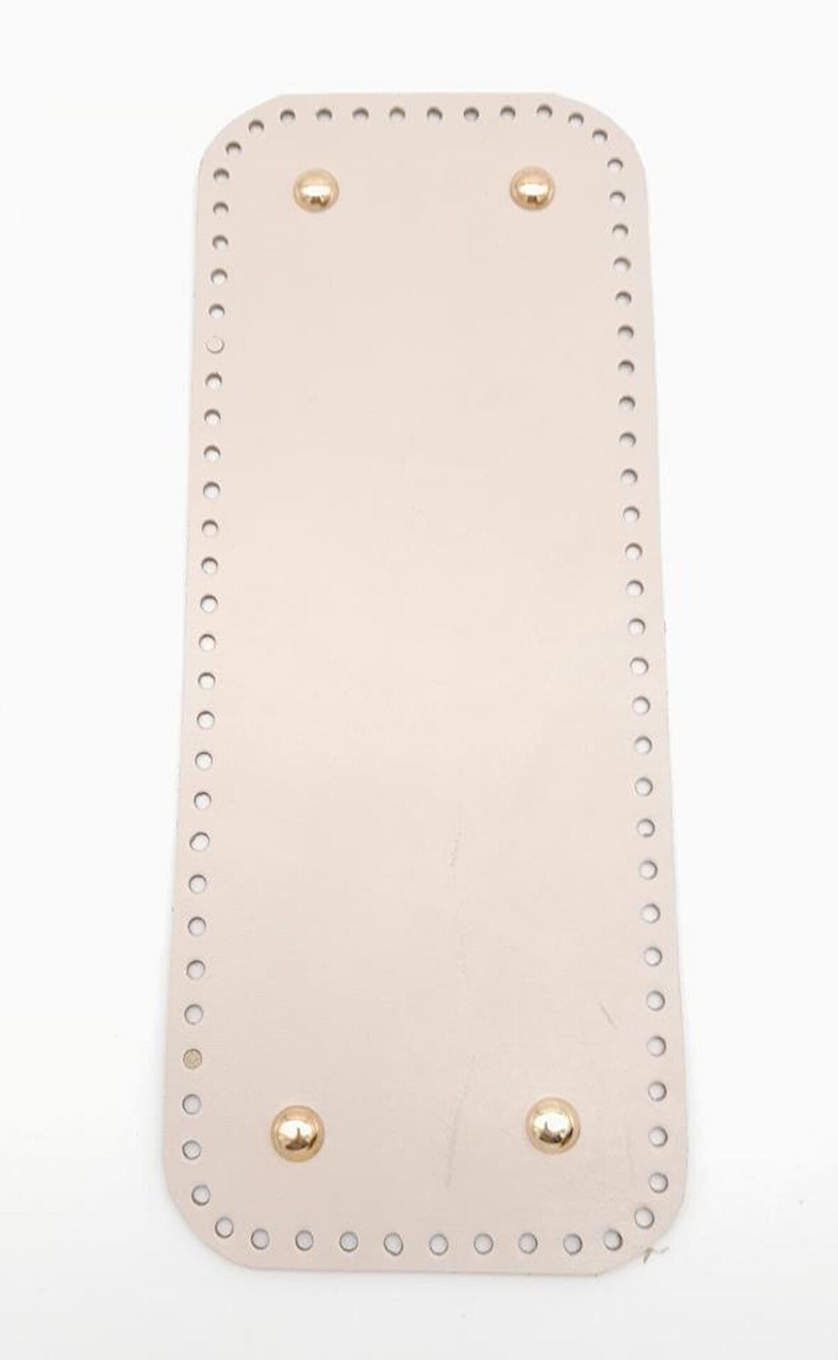 Gerçek Deri Bej 30X12 cm Dikdörtgen Light Gold Metalli Çanta Tabanı