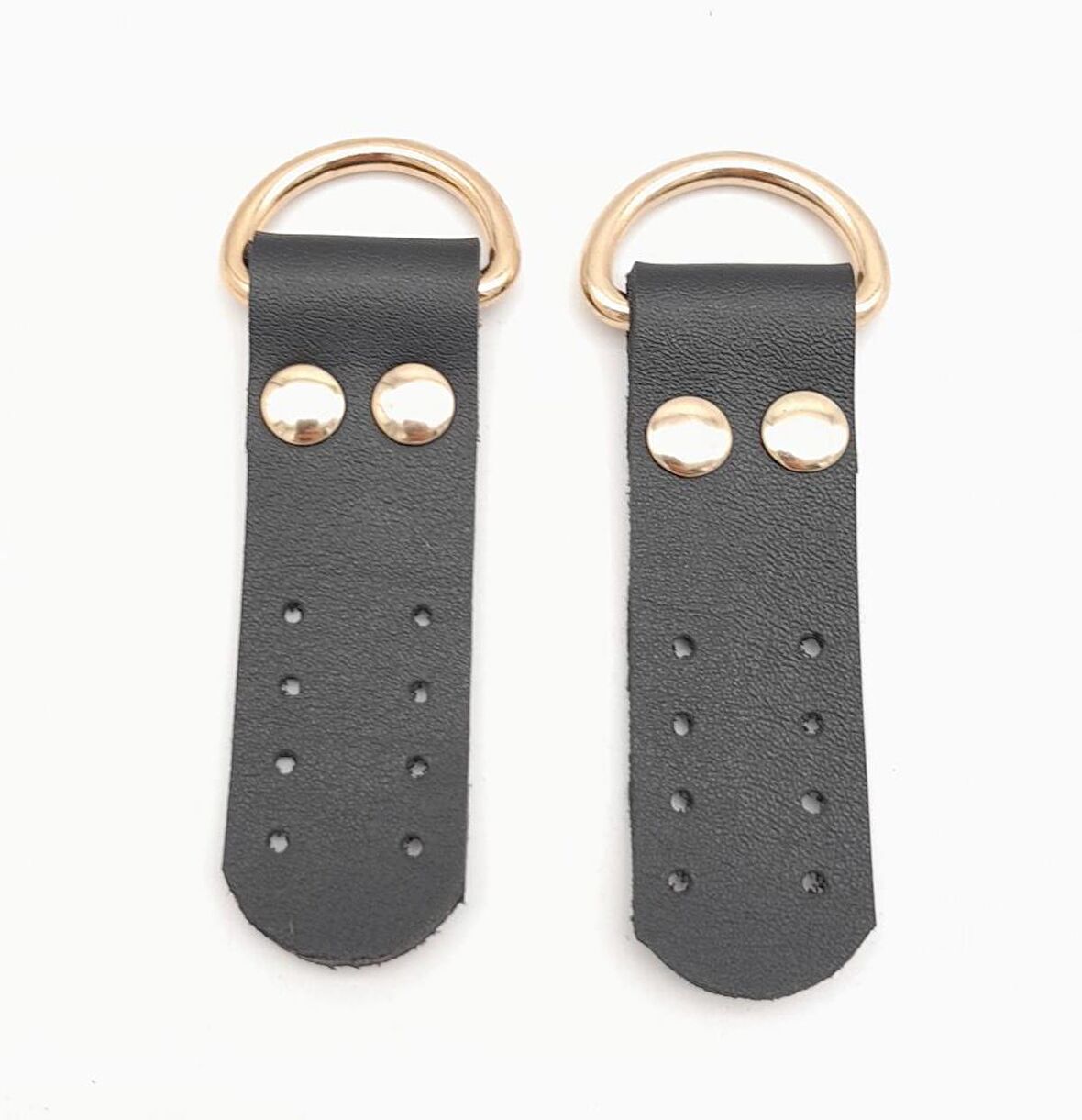 Siyah Tek Kat Suni Deri Sapucu Böce Light Gold Metalli