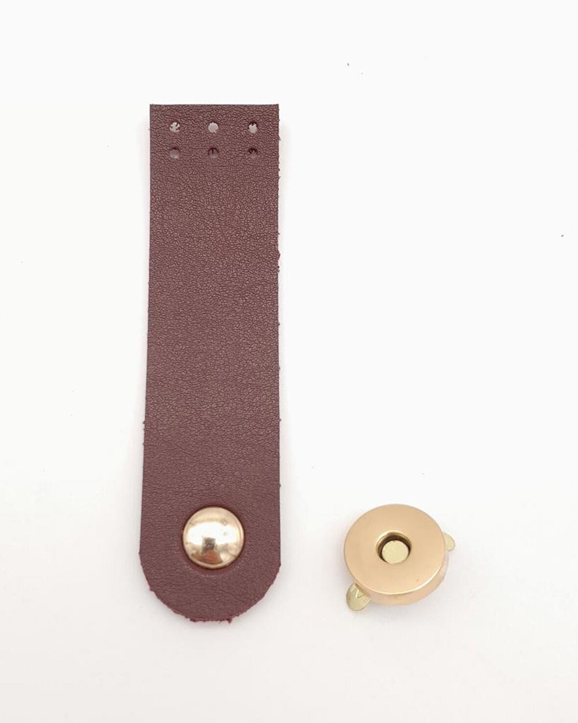 Bordo Renk Tek Kat Suni Deri Kapak 10.5x2.5 cm Light Gold Metal