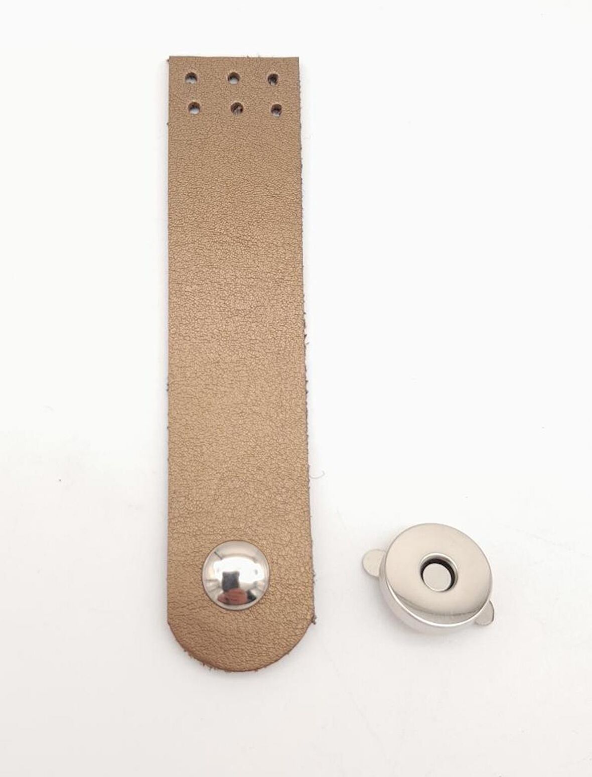 Bakır Renk Tek Kat Suni Deri Kapak 10.5x2.5 cm Gümüş Metal