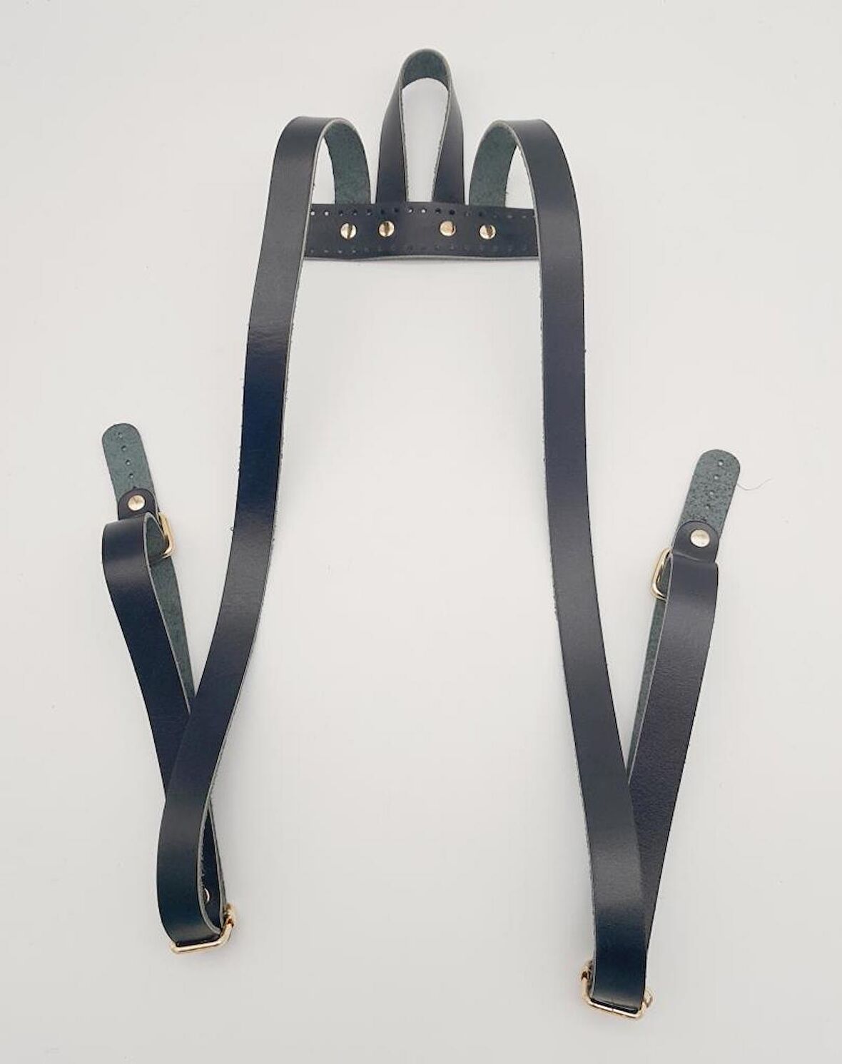 Gerçek Deri Siyah Sırt Çanta Sapı Light Gold Metalli