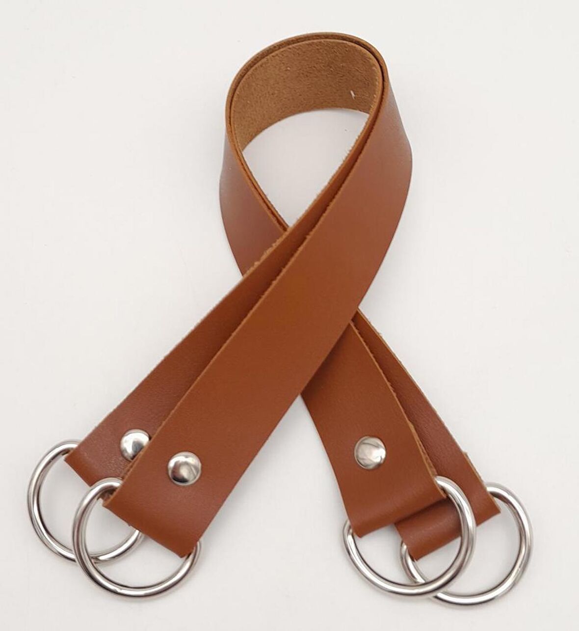 Taba Suni Deri 38X2.5 Cm Çift Çanta Sapı Gümüş Metalli