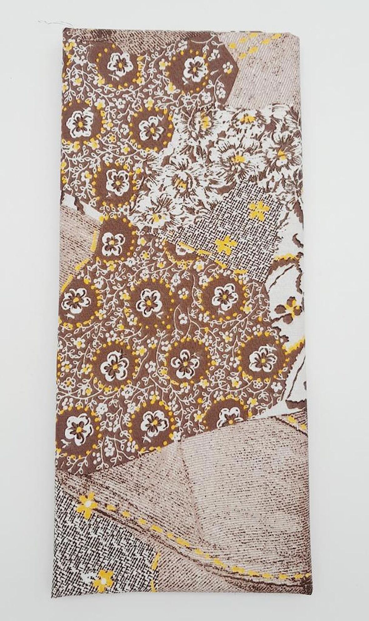 120X50 Cm Kahverengi Pamuklu Astarlık Kumaş Çiçek Desenli