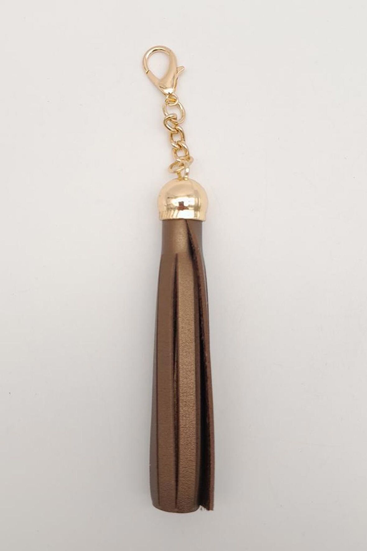 Bakır Renk Suni Deri Kovanlı Püskül Light Gold Metalli