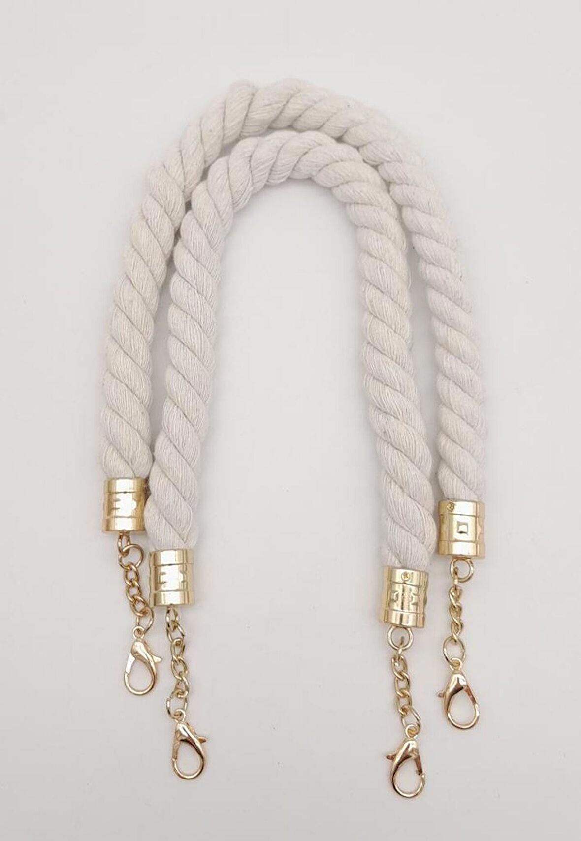 50 cm Pamuklu Halat Model Çift Çanta Sapı Light Gold Metalli