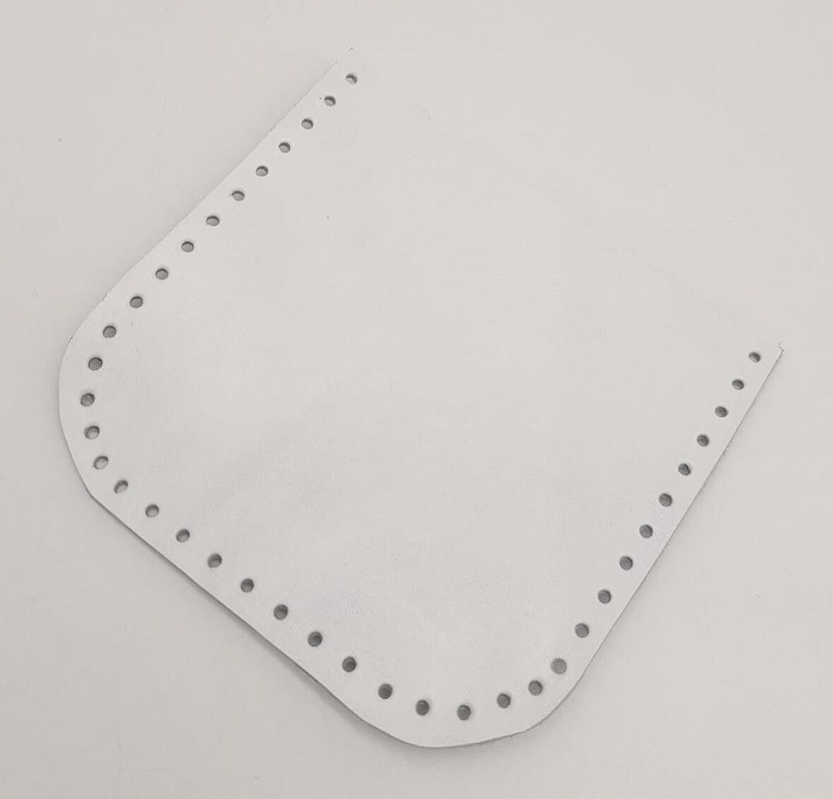 Beyaz Gerçek Deri 12x12 cm Oval Kenar Cep