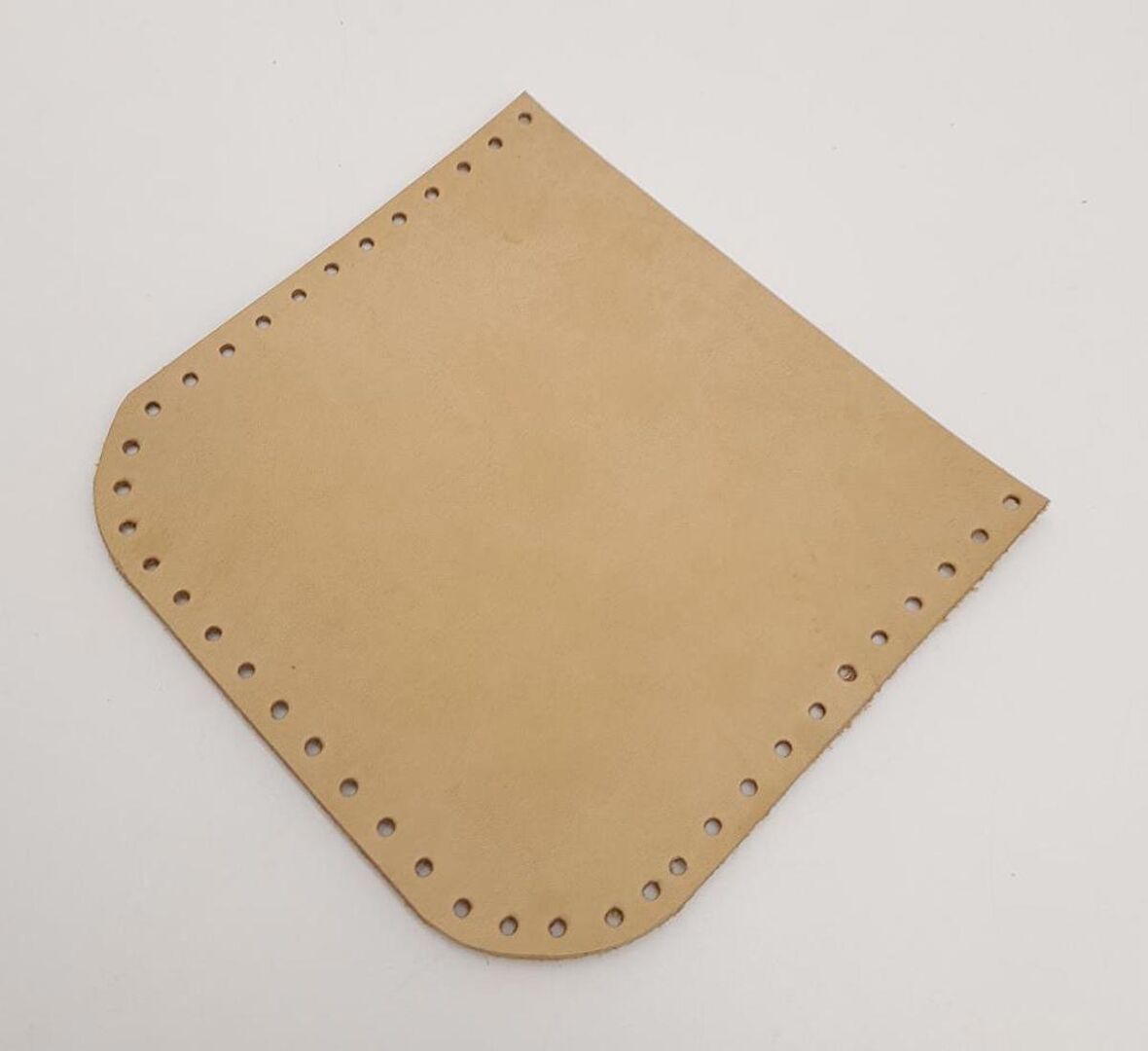 Ham Doğal Renk Gerçek Deri 12x12 cm Oval Kenar Cep