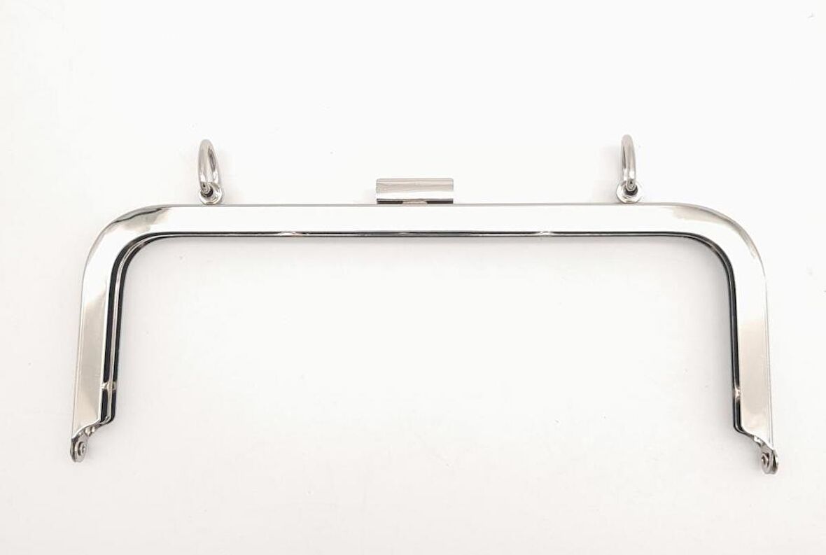 21 Cm Gümüş Dikdörtgen Çanta Klipsi Çanta Bursu