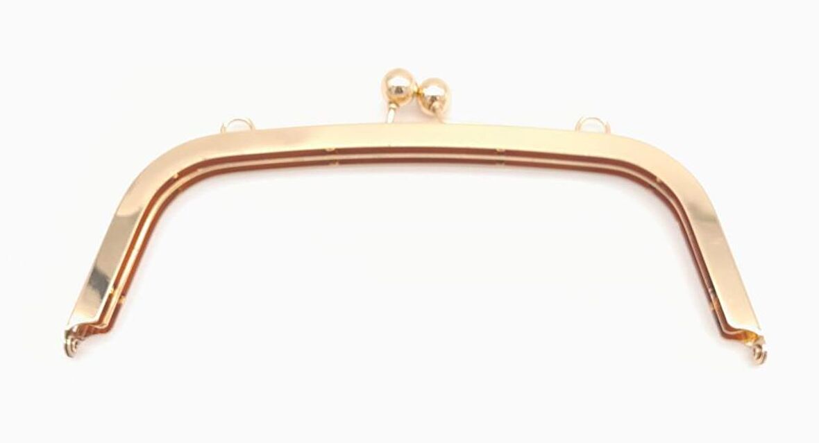 21.5 Cm Light Gold Oval Köşe Çanta Klipsi Çanta Bursu