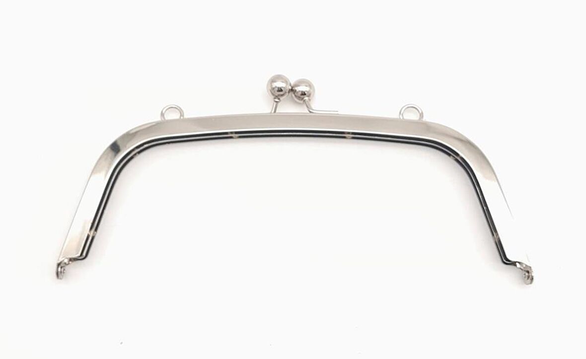 21.5 Cm Gümüş Oval Köşe Çanta Klipsi Çanta Bursu