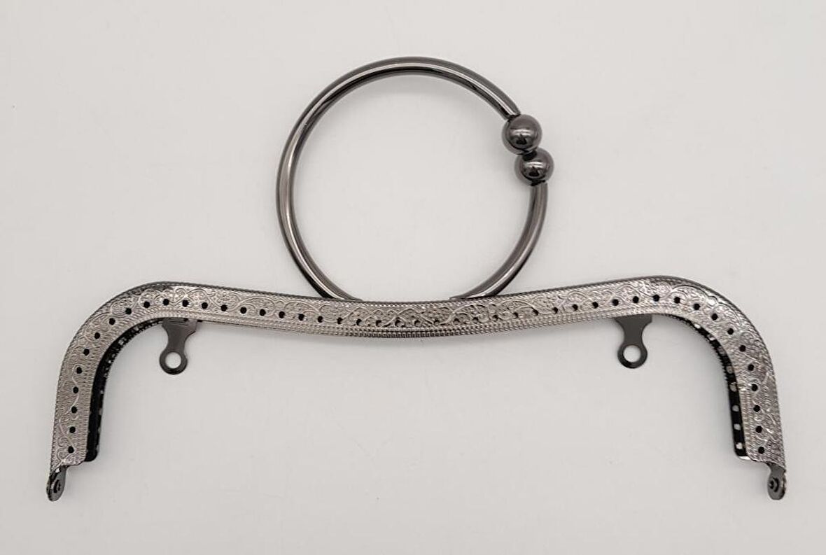 22 cm Bilezik Model Çanta Klipsi Çanta Bursu Füme Metal