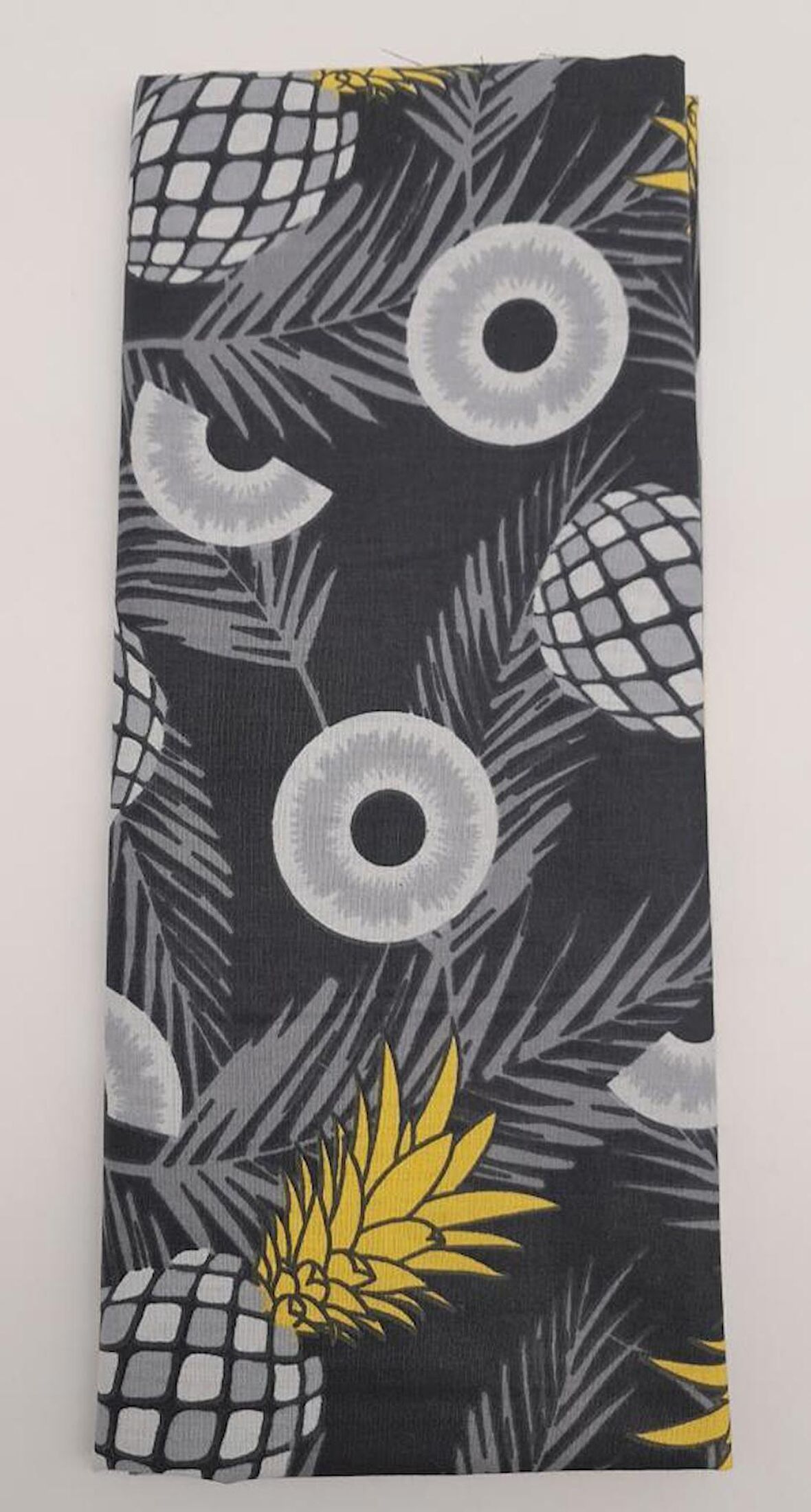 120X50 Cm Koyu Gri Ananas Desen Pamuklu Astarlık Kumaş No:19