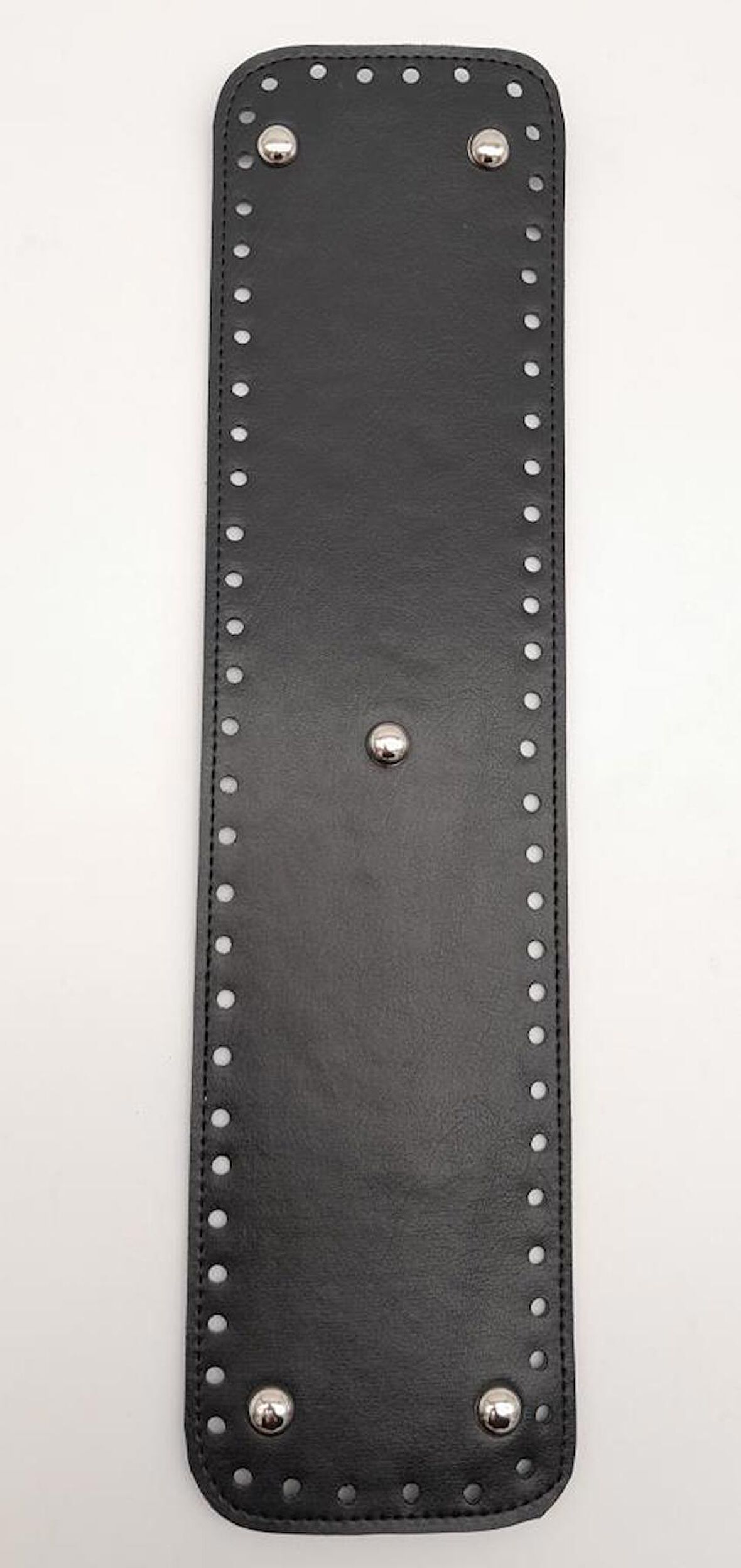Suni Deri Siyah Renk 40X10 cm Dikdörtgen Çanta Tabanı Gümüş Aparatlı
