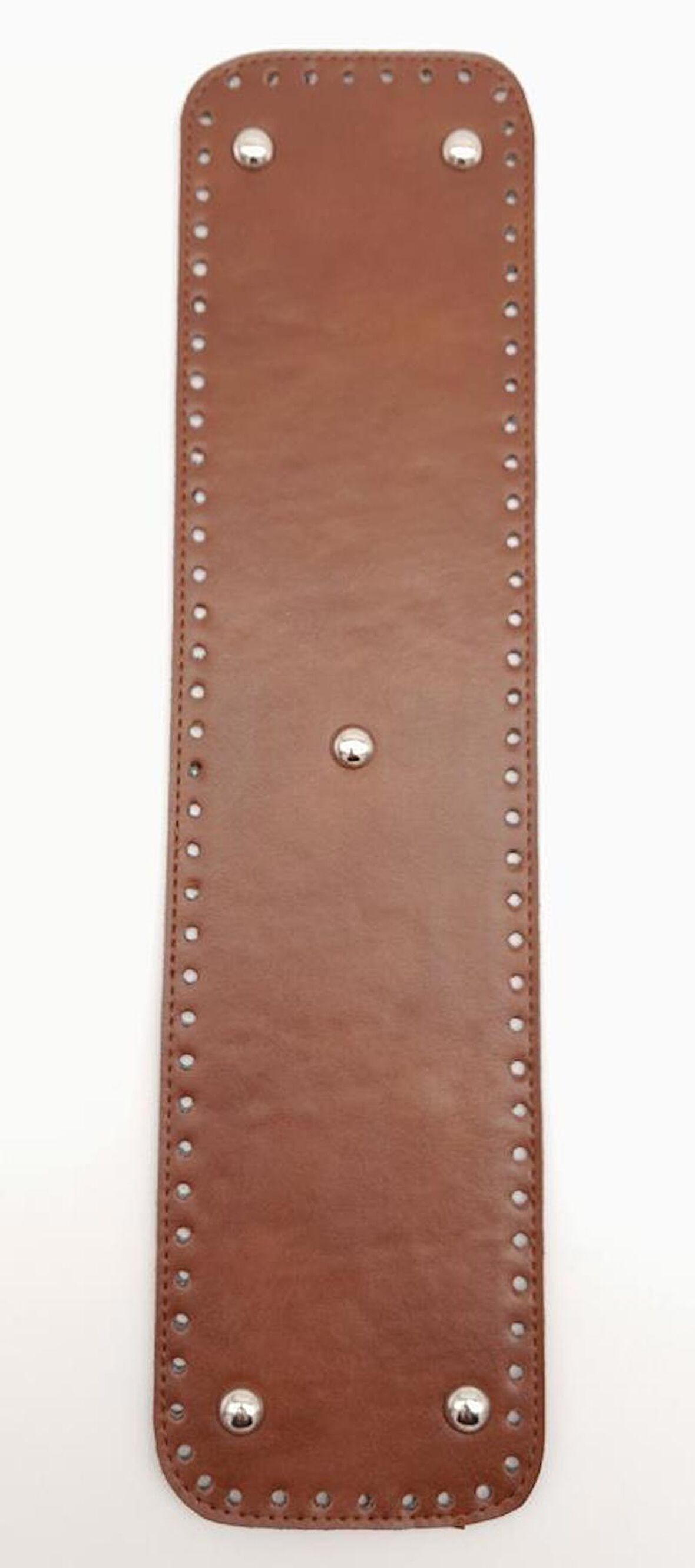Suni Deri Taba Renk 40X10 cm Dikdörtgen Çanta Tabanı Gümüş Aparatlı
