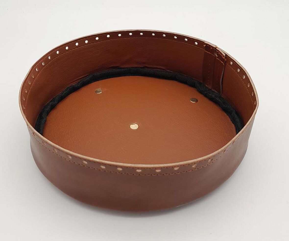 Taba Suni Deri 22 cm Yuvarlak Yüksek Çanta Tabanı Light Gold Metalli