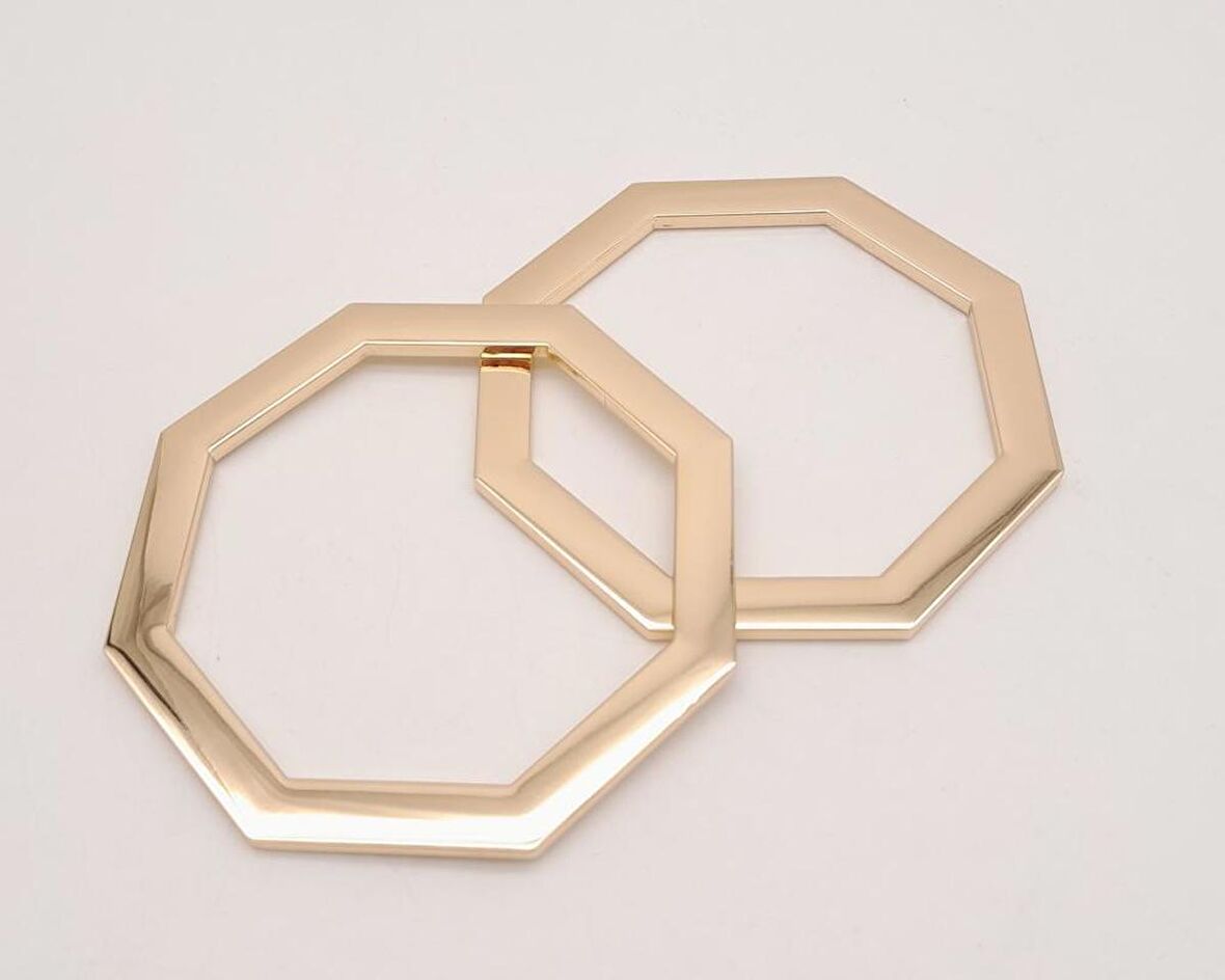 10 cm Sekizgen Light Gold Metal Çanta Sapı