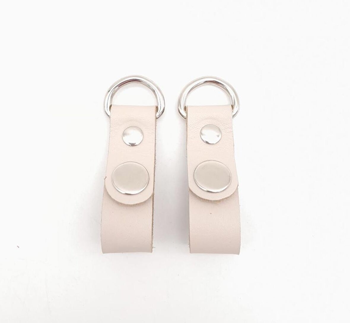 Krem Gerçek Deri Çıtçıtlı Sapucu Böce Gümüş Metalli