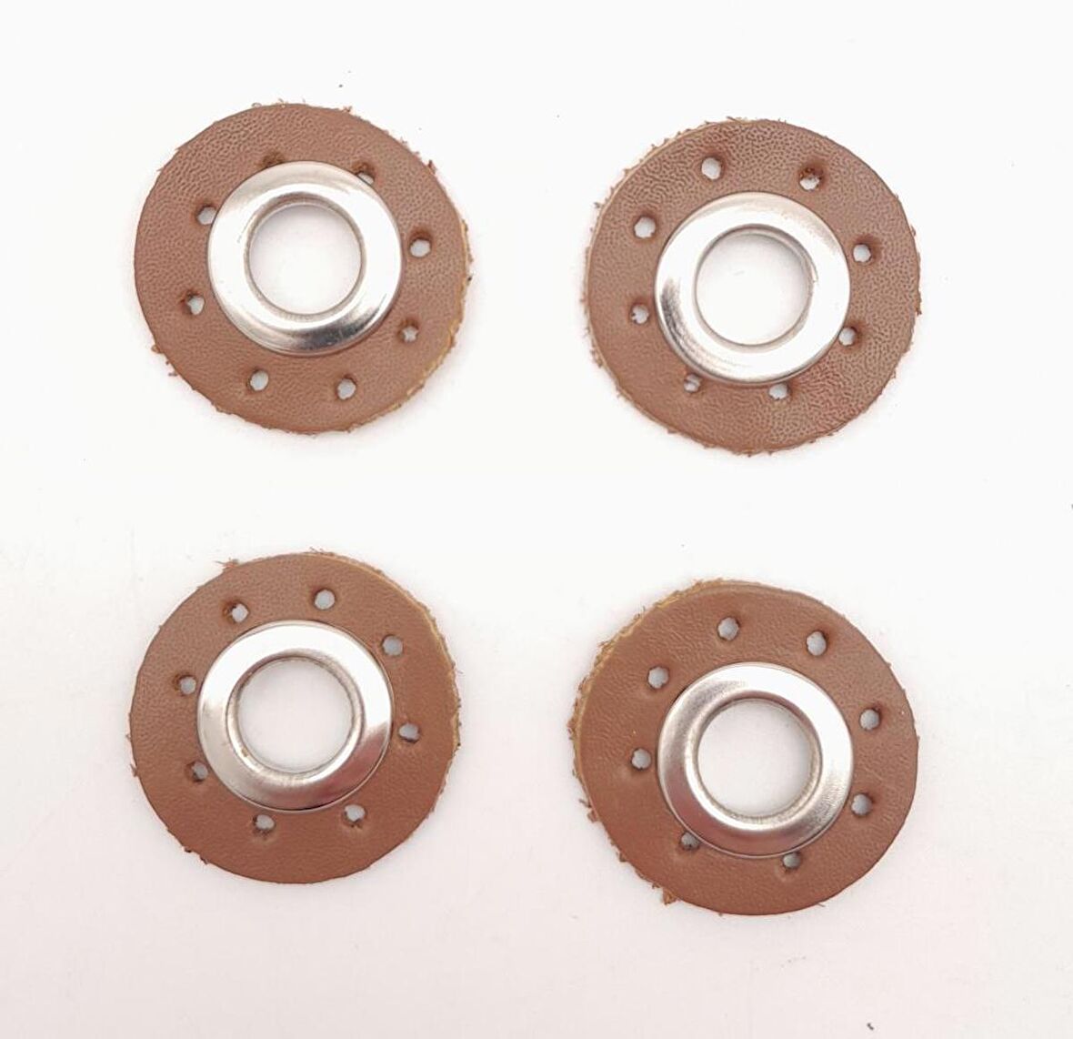 Sütlü Kahve Gerçek Derili 4 lü Kuşgözü Gümüş