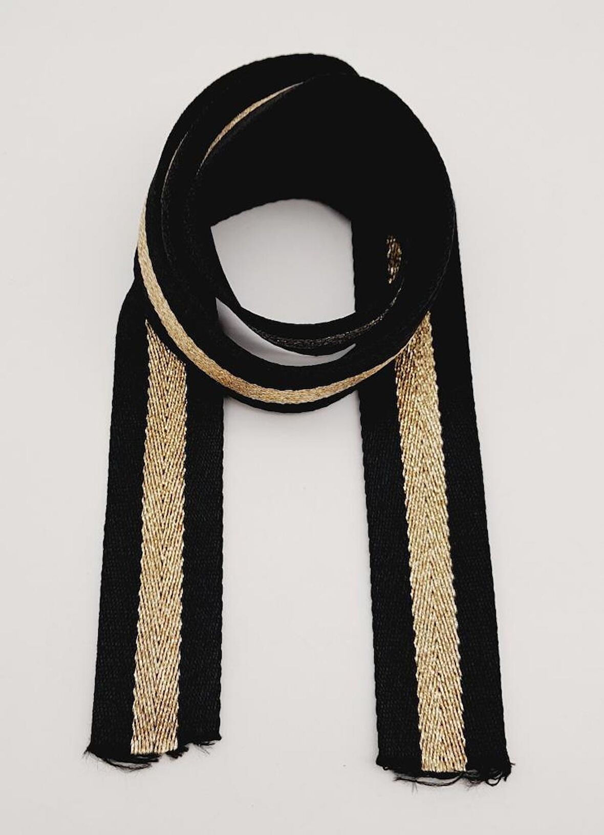 4 Cm Siyah Renk Simli Polyester Kolon 2 Metre