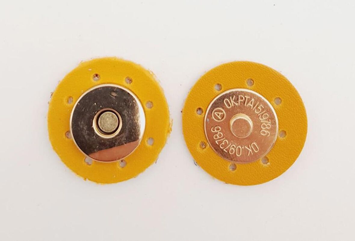 Hardal Sarı Suni Derili Mıknatıslı Çıtçıt Light Gold Metalli