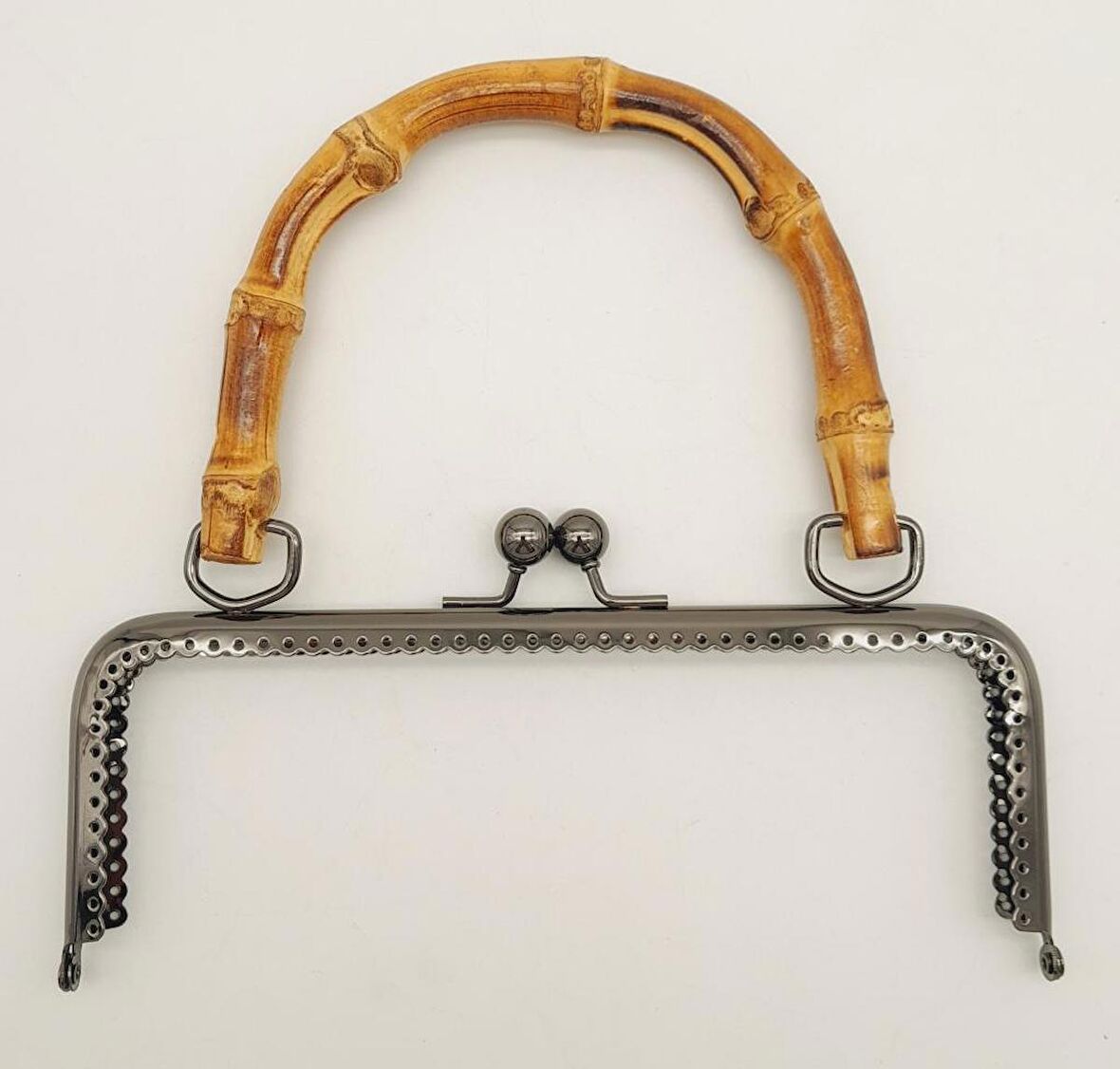 20 Cm Bambulu Füme Renk Dikdörtgen Çanta Cüzdan Klipsi