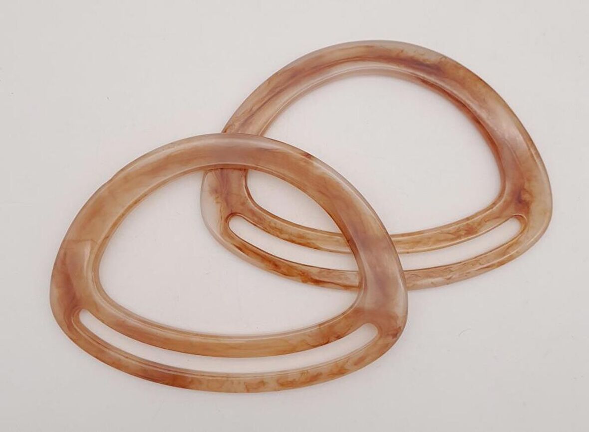 Akrilik Sütlü Kahve Renk Mermer Desen Çanta Tutma Sapı