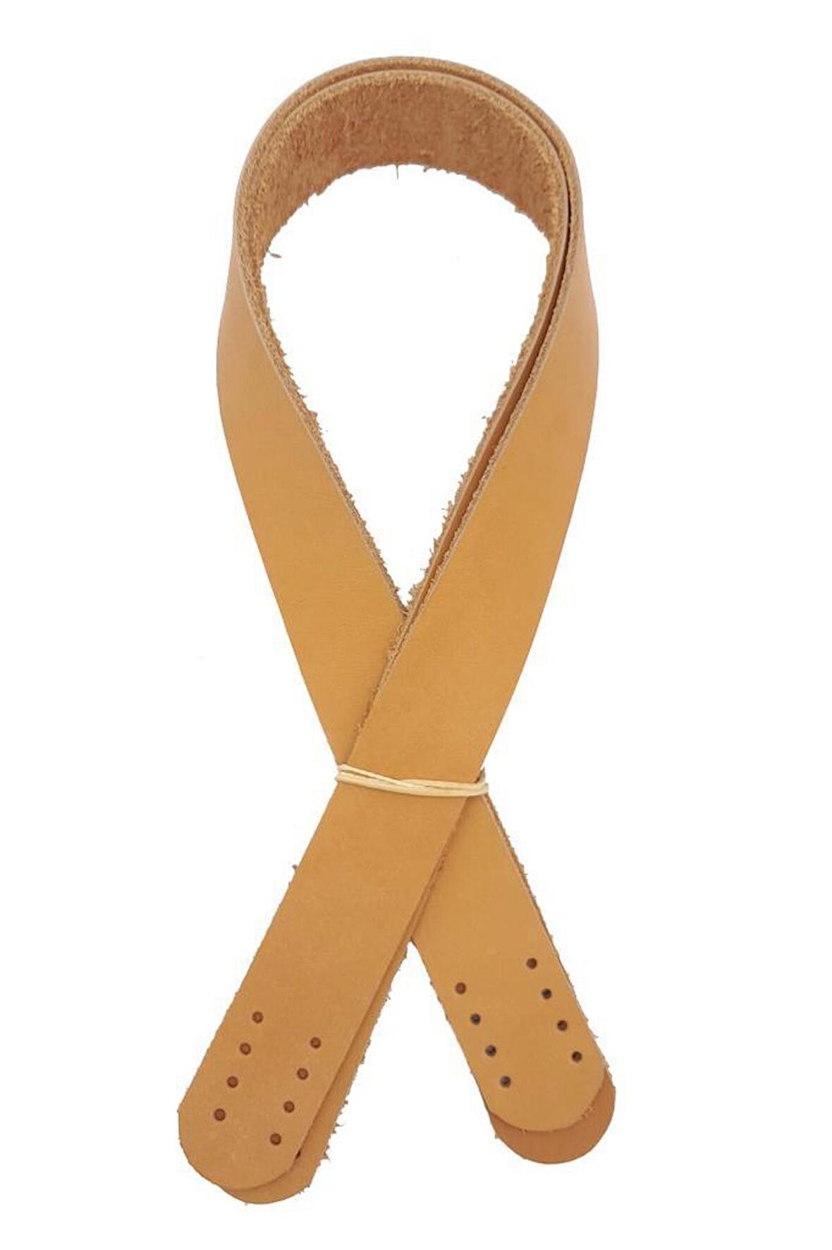 Açık Taba Renk Gerçek Deri 60X3 Cm Çift Sap