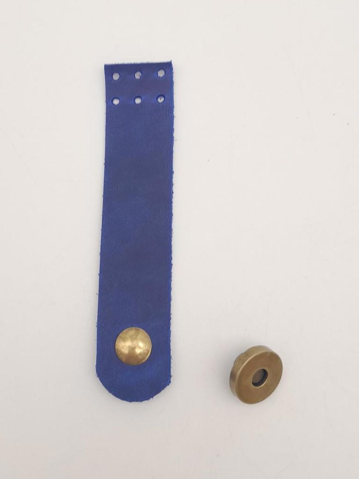 11x2.3 cm Crazy Oil Saks Mavi Gerçek Deri Düz Çanta Kapağı Antik Metalli